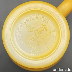 Fire King by Anchor Hocking Yellow Milk Glass Soda Mug c1950s Made in USA 8oz