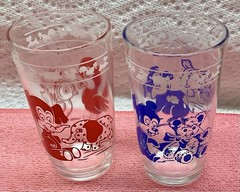 2 Kraft Cheese Swanky Swig Glass Juice Tumbler, Elephant And Bear 1950