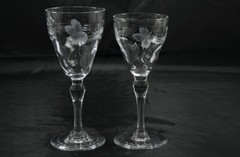 VINT. MID CENTURY THOMAS WEBB SIGNED ROCK CRYSTAL FLORAL & INTAGLIO BUTTERFLY-6