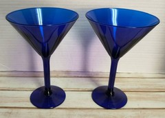 2 Cobalt Blue PIER 1 Martini Glasses/ELEGANT BARWARE 7″