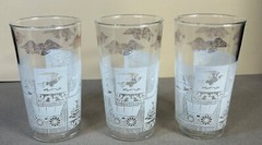 Vintage Anchor Hocking Water Juice Glasses Colonial Days Americana – Set Of 3