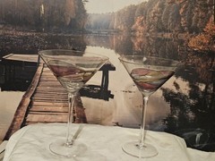 Vintage Crystal Martini Glasses by Artland Helios