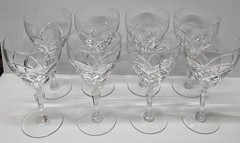 Set of 8 Val St Lambert Henri Water / Wine Glass Goblets Signed 7 1/8″