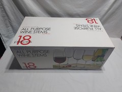 Wine Stemware, Box Of 18 16oz , NEW All Purpose Wine Stems, Classes