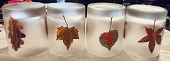 RARE CLASSIC Autumn Leaf Strawberry Frosted 10oz Glass Tumblers Set Of 4