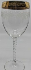 8 Vintage CRISTAL D’ARQUES-DURAND Water Goblet with Twisted Stem /Gold Band