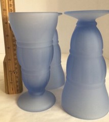 4 Vintage Glass Tumblers Frosted Powder Blue Indiana Glass Co.