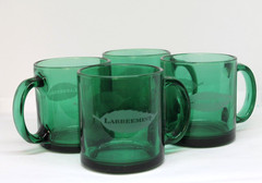 Mid-Century Emerald Green Pressed Labbreemint Advertise Glasse’s set of 4