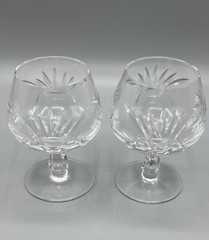 2 Bohemian Crystal 4″ Brandy Sniffers Brandy Glasses Fish Bowl