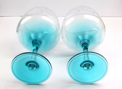 Liquor Glass Italian Malfy Gin Copa Goblet Turquoise Balloon 2 piece, 17 oz