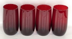 VTG Anchor Hocking Royal Ruby Red Tumblers Set of 4 12oz Glasses 5″ Tall MCM