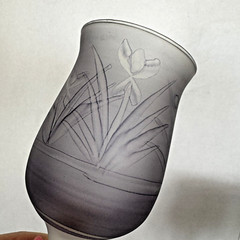 Six Art Noveau Rueven Hebron Lavender Handpainted Wine Glasses w/Scenery 6.5″T