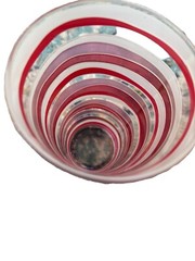 Vintage Curve One Drink Water Cup Tumbler Glass Red /white Stripes 5.5”high