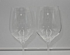 SET OF 2 OLEG CASSINI CRYSTAL LONG STEM WINE GLASSES ~ SIGNED