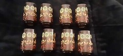 1970s Libby Short Glass Set Of 8 Pieces Flowers Gradient Colors