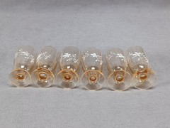 Bohemian Hand Enameled White Floral Optic Molded Amber Glass Liquor Cordial Set