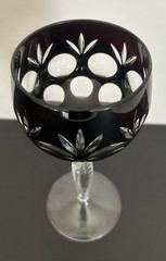 Smoke or Black 7.75” Cut-to-Clear Crystal Goblet
