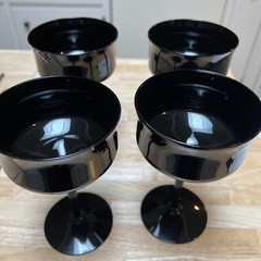 Vintage American Future System Licorice Crystal Black Champagne Glasses Set Of 4