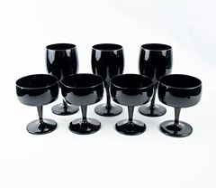 Gorham Crystal ACCENT BLACK Water Goblets, 3-Cnt; Champagne/Tall Sherbets, 4-Cnt