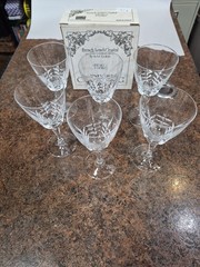 Cherbourg French Lead Crystal By W.M. Dalton Goblets Set Of 6 7.25″ Tall
