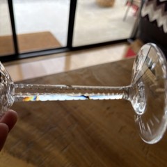 Vintage Crystal Pinwheel Starburst MCM Wine Glass Heavy Hexagon Stem