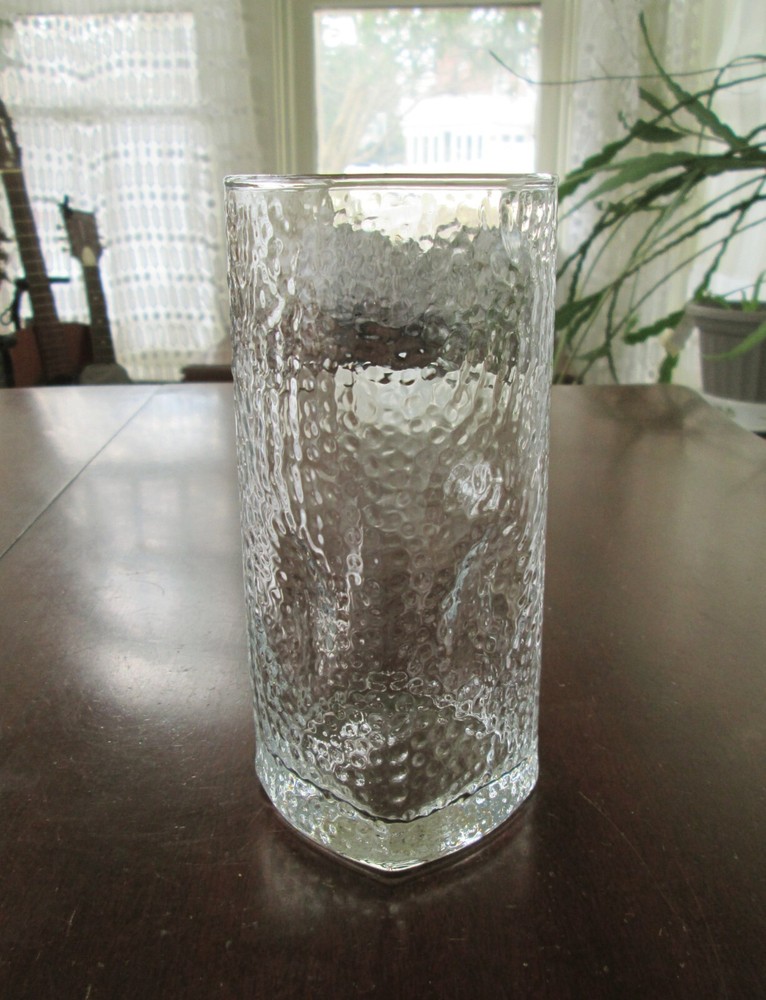 LIBBEY Glass CALDERA Tumbler 6 3/8” Pinched Sides Textured