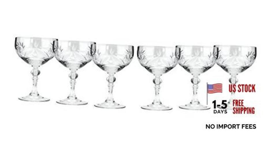 Crystal CR6701, 8 Oz Crystal Champagne/Cocktail Coupe Glasses, Old-Fashioned