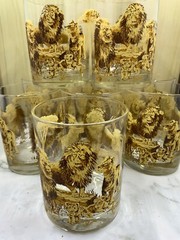 Vintage Lions Pride Family Old Fashioned Double Rocks Tumblers Set 9 Tastesetter