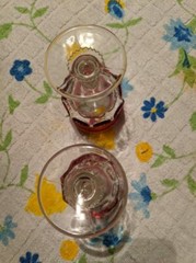 Lot of 6 Indiana/Tiffin Kings Crown Cranberry Flash Thumbprint Stemmed Glassware