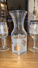 Five-Piece Wine Glasses and Carafe Set w/ Gold Leaf Floral Design Only Displayed