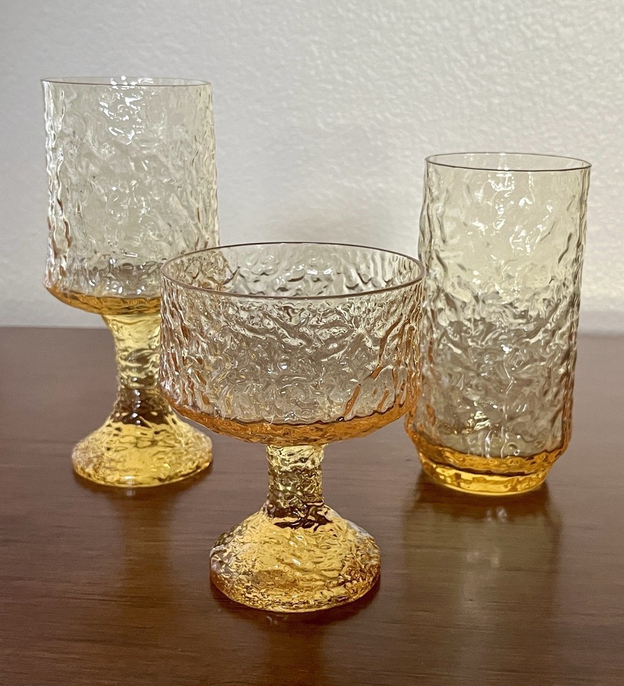 Lenox Impromptu Yellow Drinking Blown Glasses SET OF 3 Variety USA