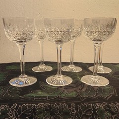 Crystal Wine Glass Set of 6 glasses Thomas Webb, Wellington pattern, British