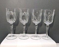 Colony Danube Etched Clear Crystal Wine Goblets Set of 4