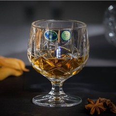 Criss Cross Crystal Cognac Glasses Heavy Cut Bohemia Brandy Snifter Set of 2