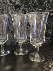 Vintage Mid Century Modern Clear Glass Parfait Dessert Footed Goblets ~ Set of 4