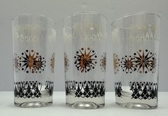 Vintage 1950’s Glass Atomic Sunburst Pattern Highball Glasses/ Barware Set of 6