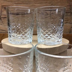 Libbey Old Fashioned Rocks Whiskey Glasses Clear Cut Crystal Diamond Set of 4
