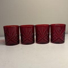 Godinger Old Fashioned Glasses Dublin Collection Ruby Red Crystal Set of 4