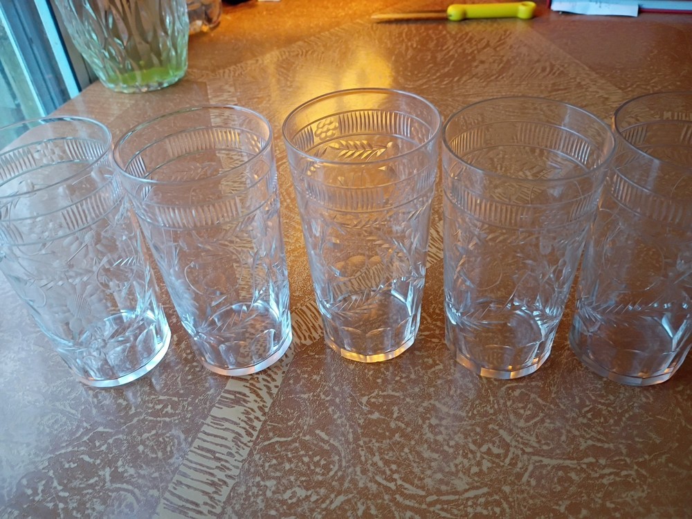 American Brilliant Cut Glass Drinking Glasses Iced Tea Water