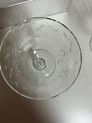 Vtg 6 oz Clear Etch Stemmed Champagne Coupe Glass with 16 Panels (set of 5) EUC
