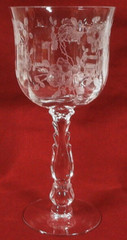 Elegant FOSTORIA WILLOWMERE etch #333 WATER GOBLET on STEM #6024 (1of 11)
