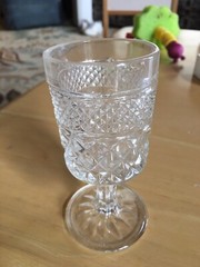 Vintage Glassware 6 Wexford Water Goblets. Clear Diamond Cut 