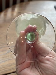 VTG Clear stem wine glass clear stem & unique translucent emerald green bottom