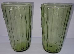 VTG MCM Anchor Hocking Tahiti Bamboo Avocado Green Drinking Glass Tumbler 5.25″