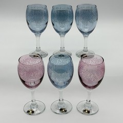 Cristalleria Fratelli Fumo Set Of 6 Hand Made Wine Glasses Made In Italy