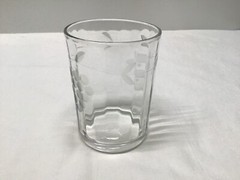 Antique Etched Grape Cluster and Vine Pattern Juice Glass- 3 3/4 in Tall