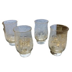 Vintage Libbey Winter Wonderland Etched Tumblers Set of 4 5.25” Holiday Glasses