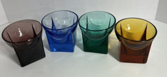 Set of 4 Colored Shot Glasses – Purple Blue Green Brown Barware Drinkware