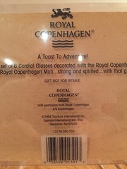 Royal Copenhagen Decorated Etched Schooner Cordial / Shot Glasses Set of 6 ~ NIB