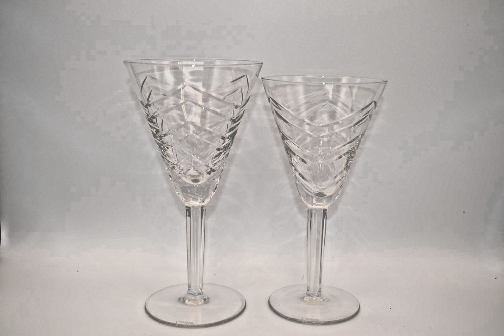 Vintage Cartier CTC3 Crystal Water & Wine Goblets Signed Set of 2